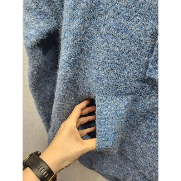 Madewell XS Womens Blue Knit Hoodie With Kangaroo Pocket  Acrylic/Wool Blend - Picture 3 of 6